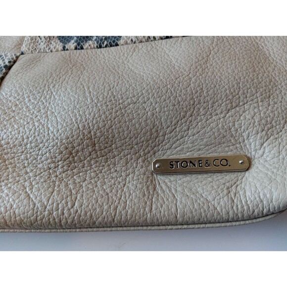 Stone & Co. Tan Beige Snakeprint Shoulder Bag EUC - Picture 7 of 16